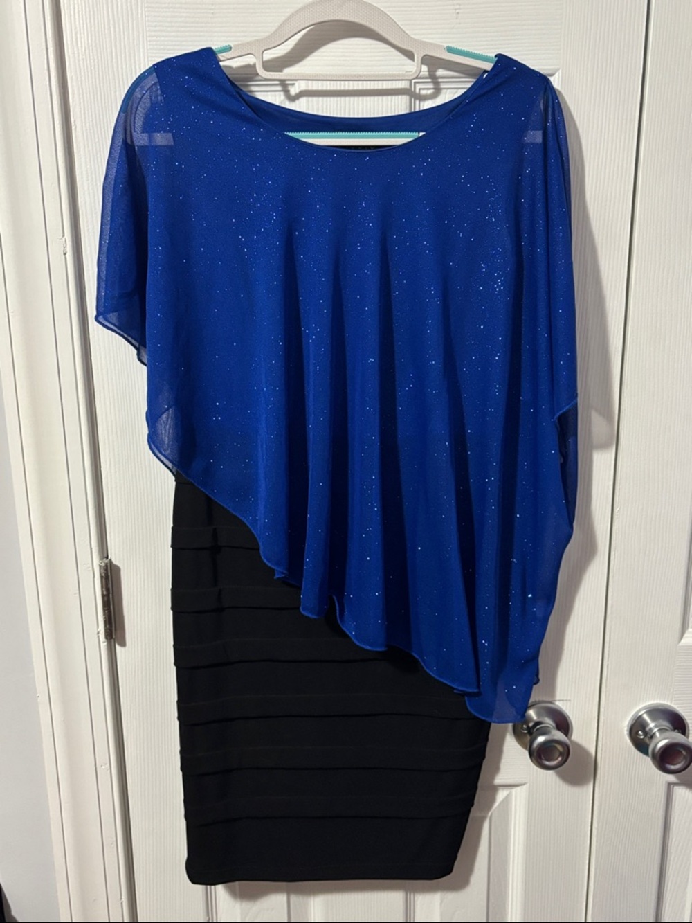 Enfocus Studio Royal Blue and Black Overlay Dress